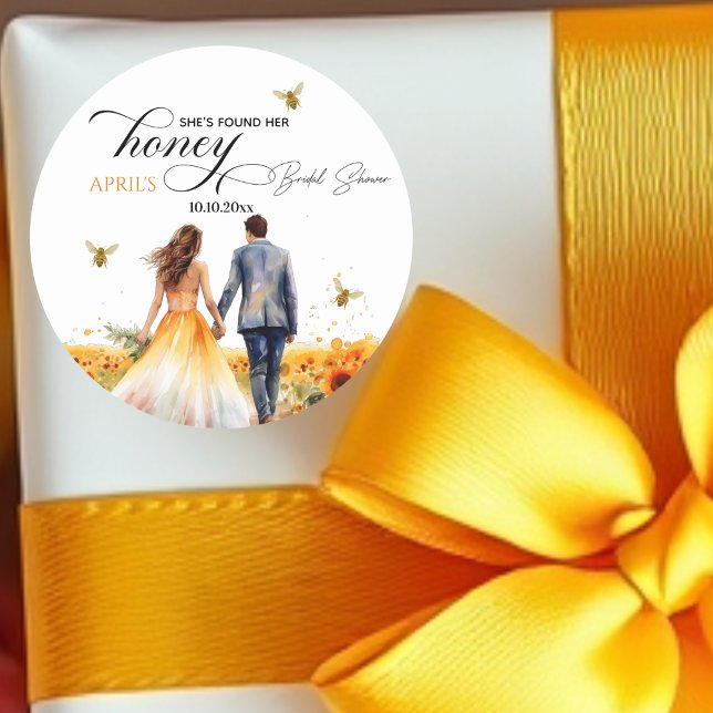 She Found Her Honey Bridal Shower   Classic Round Sticker (Creator Uploaded)