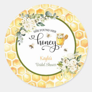 She Found Her Honey Bridal Shower  Classic Round Sticker
