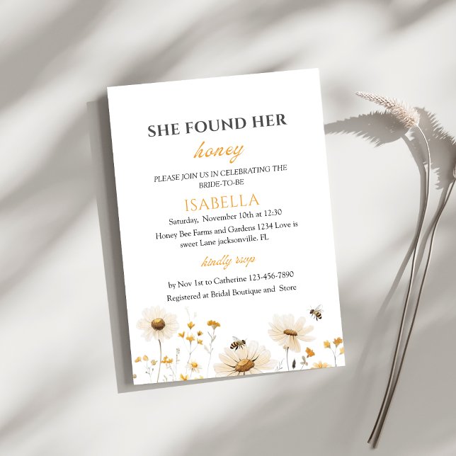 She Found Her Honey Bridal Shower Invitation (Creator Uploaded)