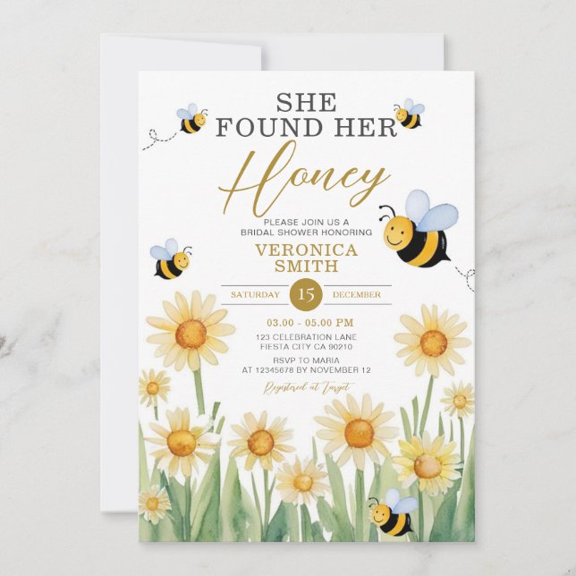 She Found Her Honey Bride to Bee Bridal Shower Invitation (Front)