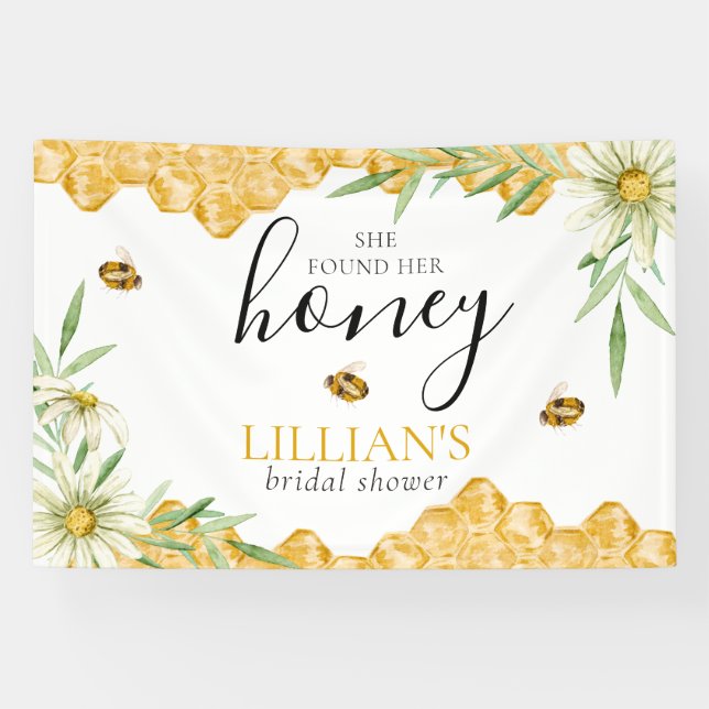 She Found Her Honey Daisy Bee Bridal Shower Banner (Horizontal)