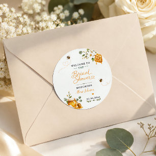She Found Her Honey Elegant Floral Gold Custom Classic Round Sticker