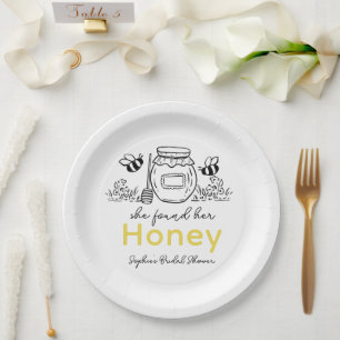 She found her Honey Hand-drawn White Bridal Shower Paper Plate