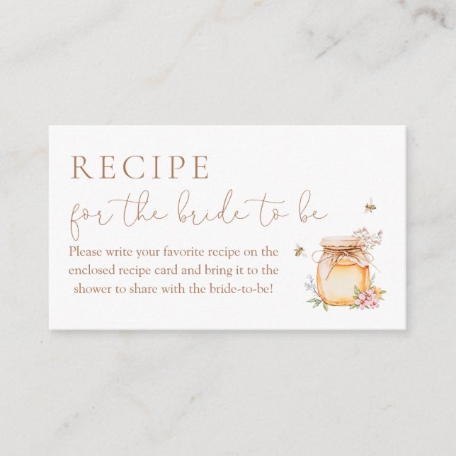She found her honey Recipe for the Bride to be Enclosure Card (Front)
