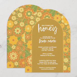 She Found Her Honey - Retro Flowers Bridal Shower Invitation