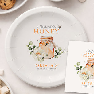 She Found Her Honey Watercolor Bridal Shower Paper Plate