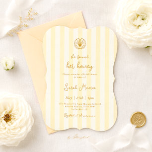 She Found Her Honey Yellow Stripes Bridal Shower Invitation