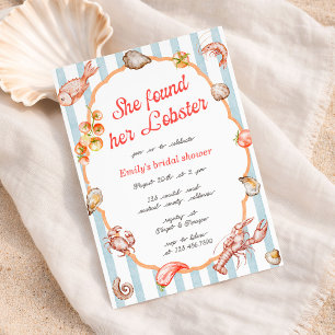 She Found Her Lobster Coastal Bridal Shower Invitation