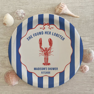 She Found Her Lobster Nautical Bridal Shower Paper Plate
