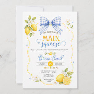 She Found Her Main Squeeze Blue Bow Bridal Shower  Invitation