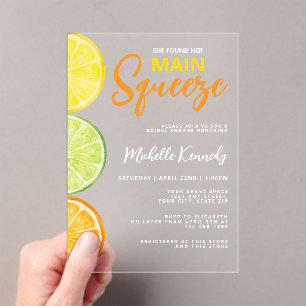 She Found Her Main Squeeze Bridal Shower  Acrylic Invitations