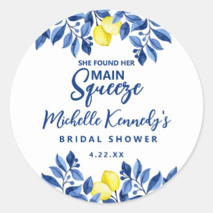 She Found Her Main Squeeze Bridal Shower Classic Round Sticker