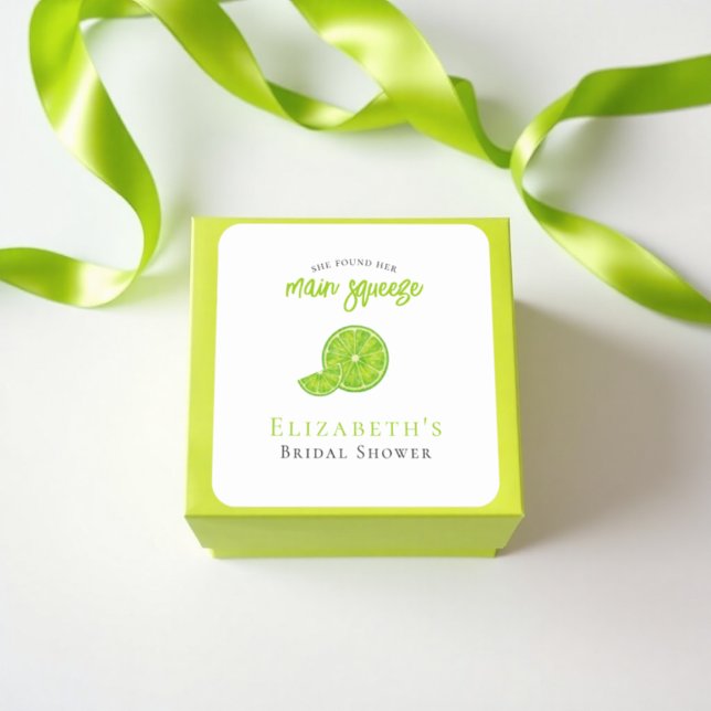 She Found her Main Squeeze Bridal Shower Favour Square Sticker (Creator Uploaded)