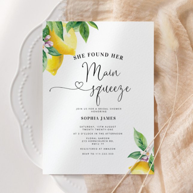 She Found Her Main Squeeze Bridal Shower Invitation (Creator Uploaded)