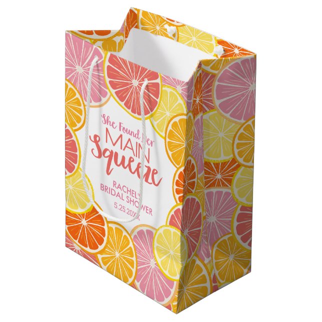 She Found Her Main Squeeze Bridal Shower Medium Gift Bag (Front Angled)