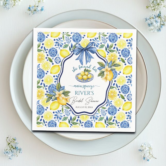 She Found Her Main Squeeze Bridal Shower Napkin (Creator Uploaded)