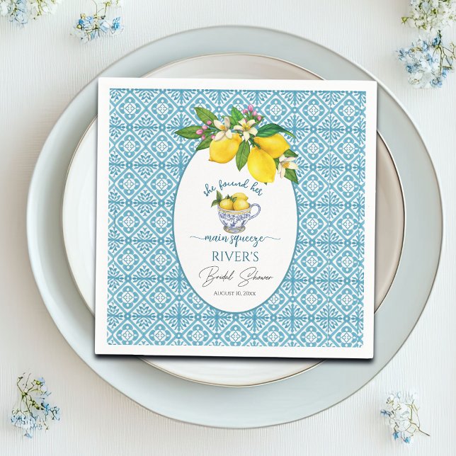 She Found Her Main Squeeze Bridal Shower Napkin (Creator Uploaded)