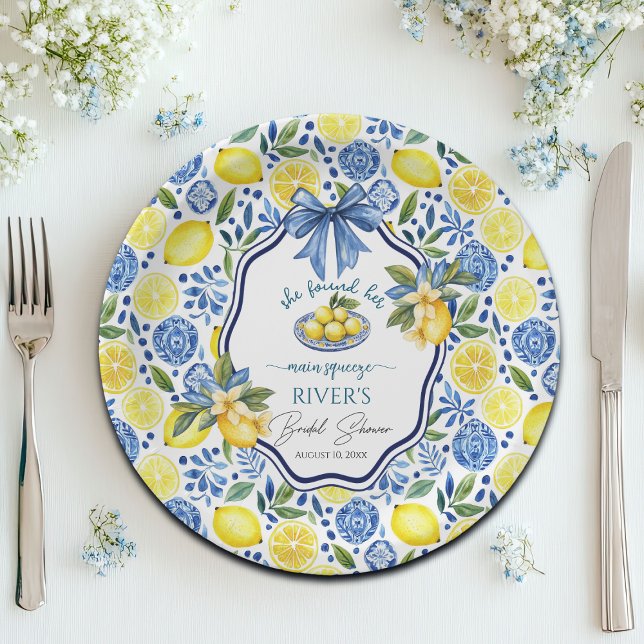 She Found Her Main Squeeze Bridal Shower Paper Plate (Creator Uploaded)