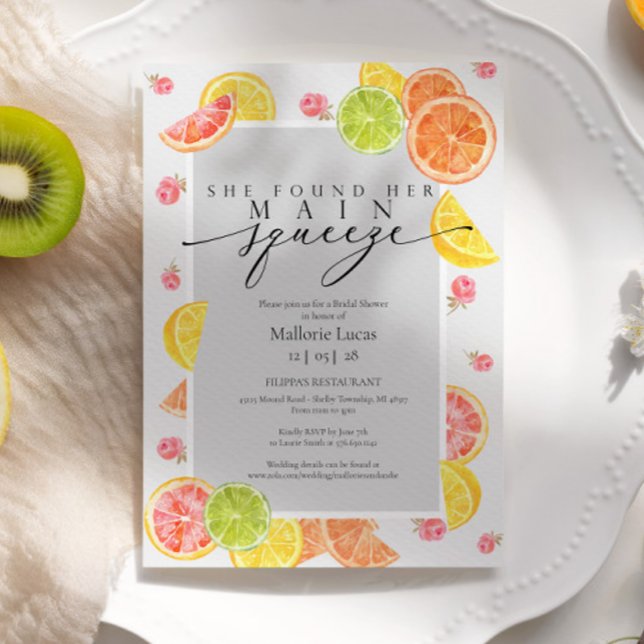 She Found Her Main Squeeze Bridal Shower Playful Invitation (Creator Uploaded)
