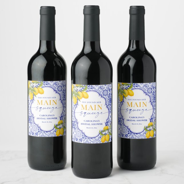 She Found Her Main Squeeze Bridal Shower  Wine Label (Bottles)