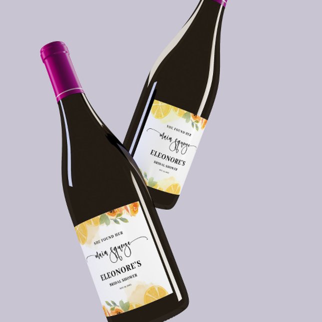 She Found her Main Squeeze Bridal Shower  Wine Label (Creator Uploaded)