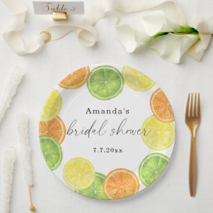 She Found Her Main Squeeze Citrus Bridal Shower Paper Plate