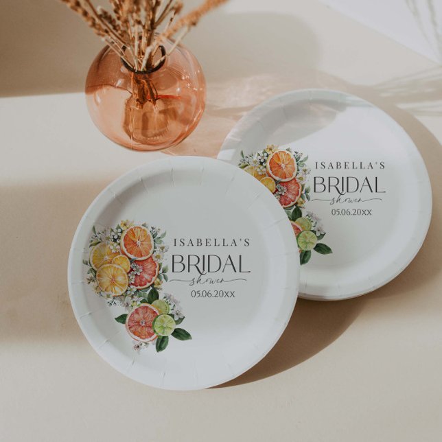 She Found Her Main Squeeze Citrus Bridal Shower Paper Plate (Creator Uploaded)