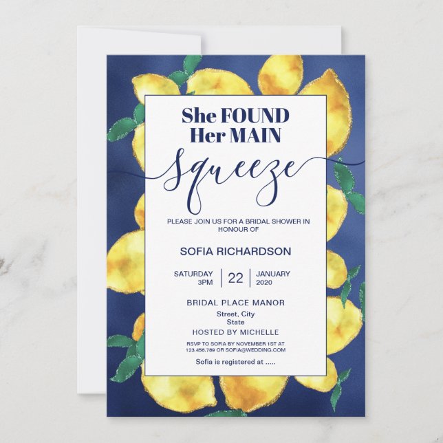She found her main squeeze lemon BOHO SUMMER Invit Invitation (Front)