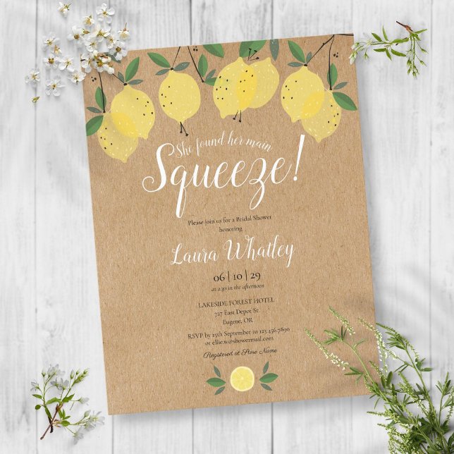 She Found Her Main Squeeze Lemon Bridal Shower Announcement Postcard (Creator Uploaded)