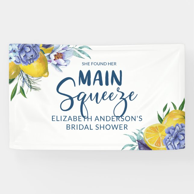 She Found Her Main Squeeze Lemon Bridal Shower Banner (Horizontal)