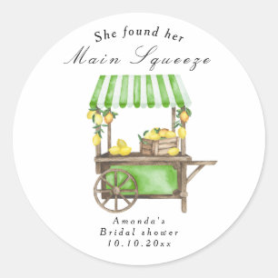She Found Her Main Squeeze Lemon Bridal Shower Classic Round Sticker