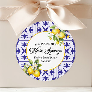 She Found Her Main Squeeze Lemon Bridal Shower Classic Round Sticker