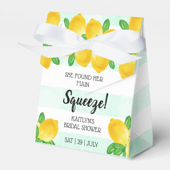 She Found Her Main Squeeze Lemon Bridal Shower Favor Box (Front Side)