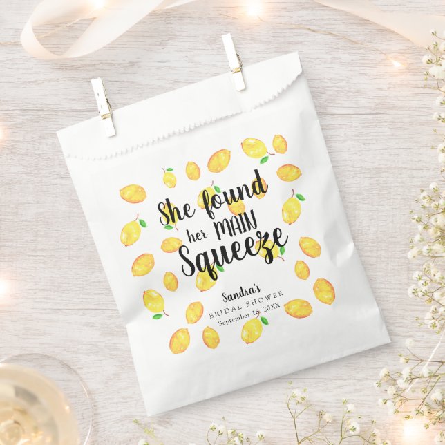 She Found Her Main Squeeze Lemon Bridal Shower Favour Bag (Clipped)