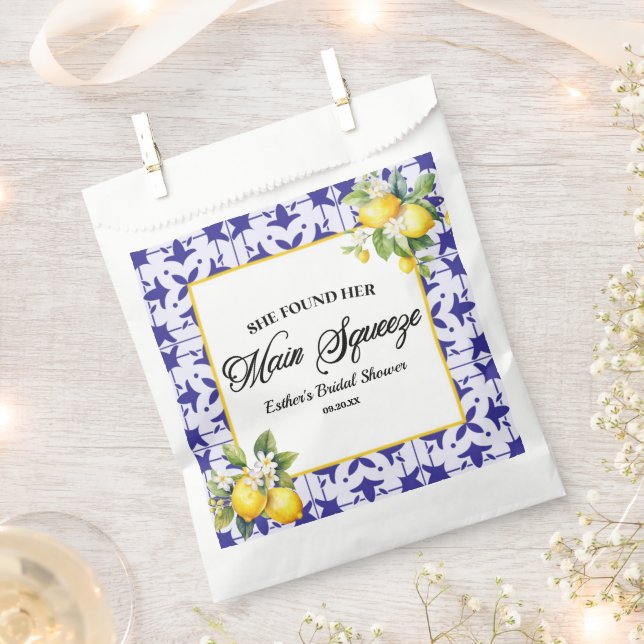 She Found Her Main Squeeze Lemon Bridal Shower Favour Bag (Clipped)