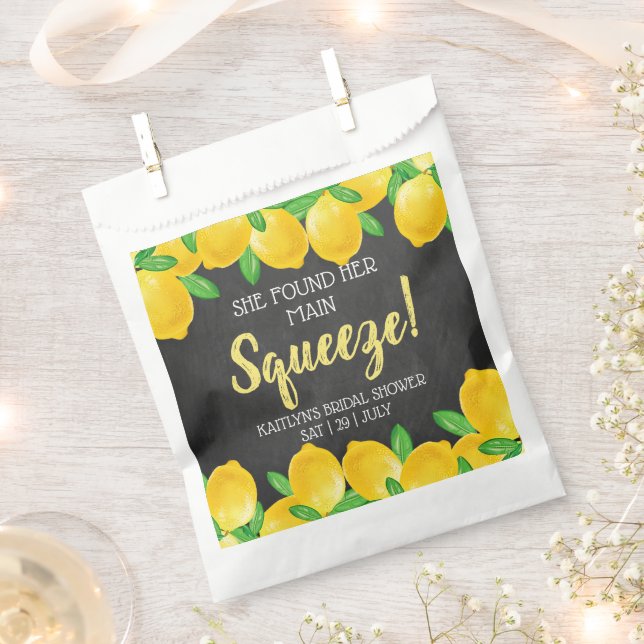 She Found Her Main Squeeze Lemon Bridal Shower Favour Bag (Clipped)