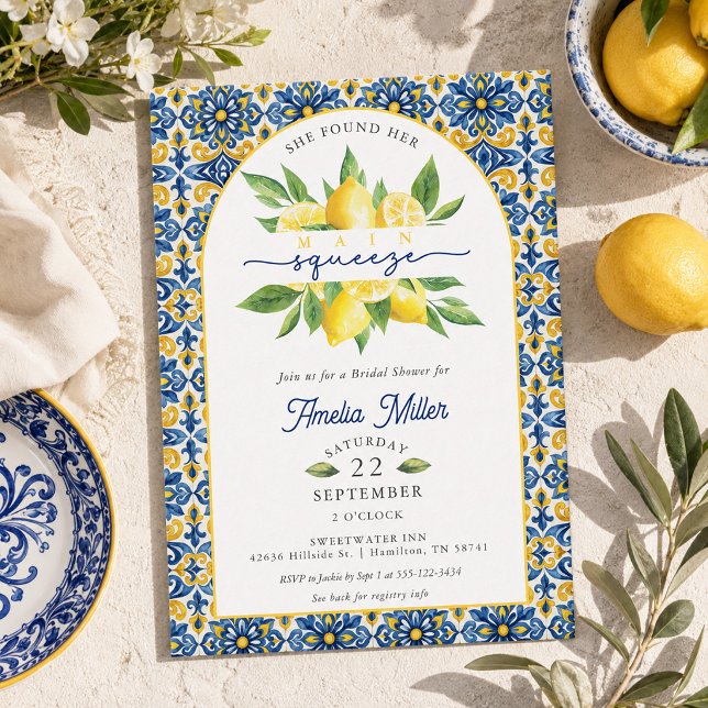 She Found Her Main Squeeze Lemon Bridal Shower Invitation (She Found Her Main Squeeze Lemon Bridal Shower Invitation)