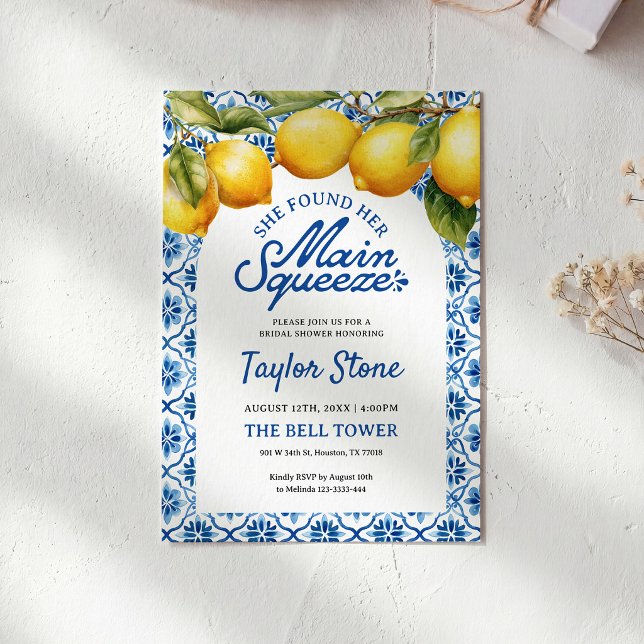 She Found Her Main Squeeze Lemon Bridal Shower Invitation (Creator Uploaded)