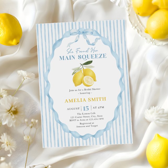 She Found Her Main Squeeze Lemon Bridal Shower Invitation (Creator Uploaded)