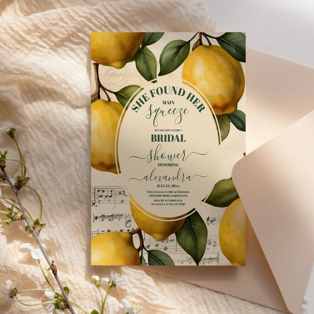 She Found Her Main Squeeze Lemon Bridal Shower  Invitation (Creator Uploaded)