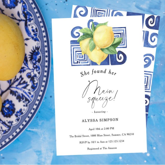 She Found Her Main Squeeze Lemon Bridal Shower Invitation (Creator Uploaded)