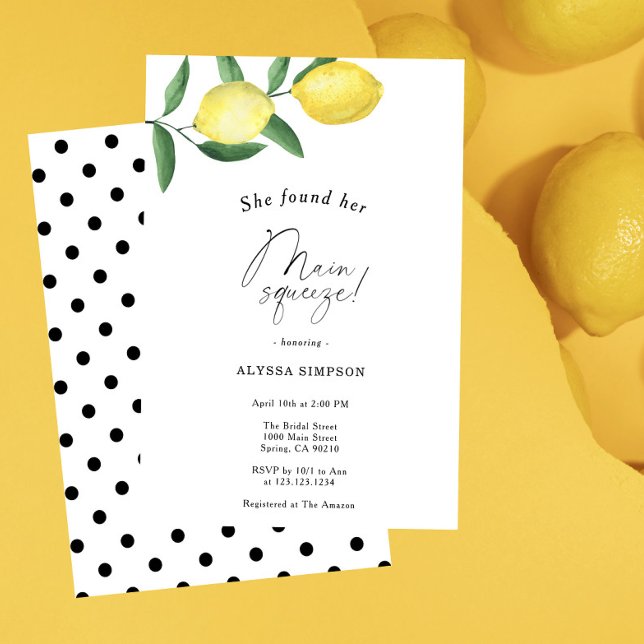She Found Her Main Squeeze Lemon Bridal Shower Invitation (Creator Uploaded)