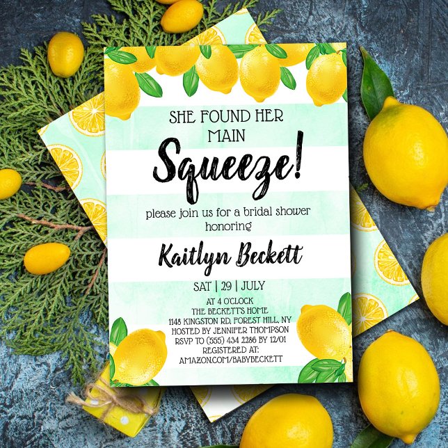 She Found Her Main Squeeze Lemon Bridal Shower Invitation (Creator Uploaded)