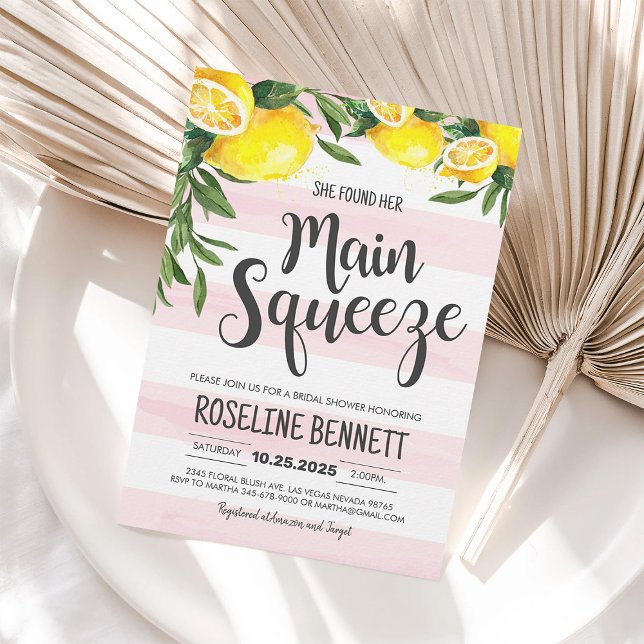 She Found Her Main Squeeze Lemon Bridal Shower Invitation (Creator Uploaded)
