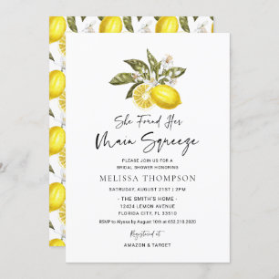 She Found Her Main Squeeze Lemon Bridal Shower Invitation