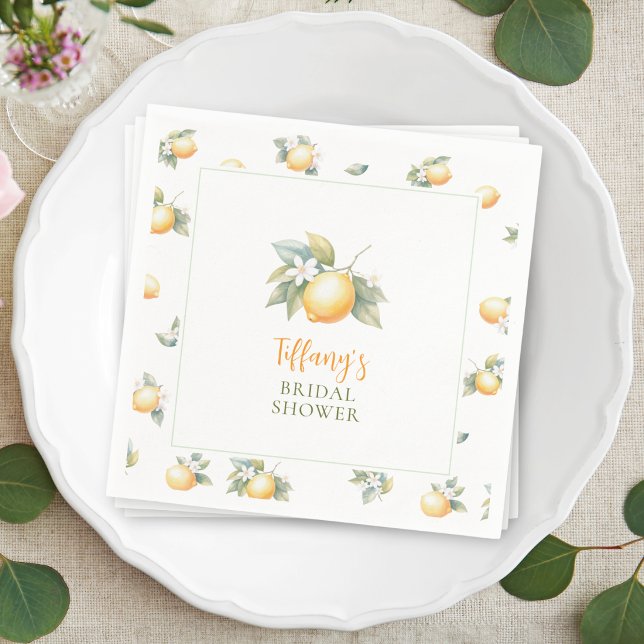 She Found Her Main Squeeze Lemon Bridal Shower Napkin (Creator Uploaded)