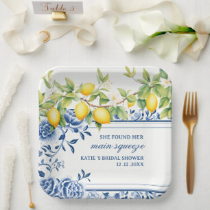 She Found Her Main Squeeze Lemon Bridal Shower Paper Plate