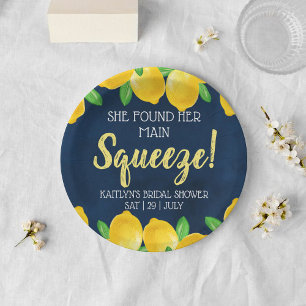 She Found Her Main Squeeze Lemon Bridal Shower Paper Plate