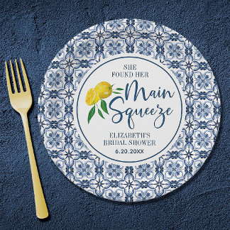 She Found Her Main Squeeze Lemon Bridal Shower Paper Plate