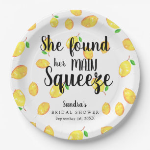 She Found Her Main Squeeze Lemon Bridal Shower Paper Plate